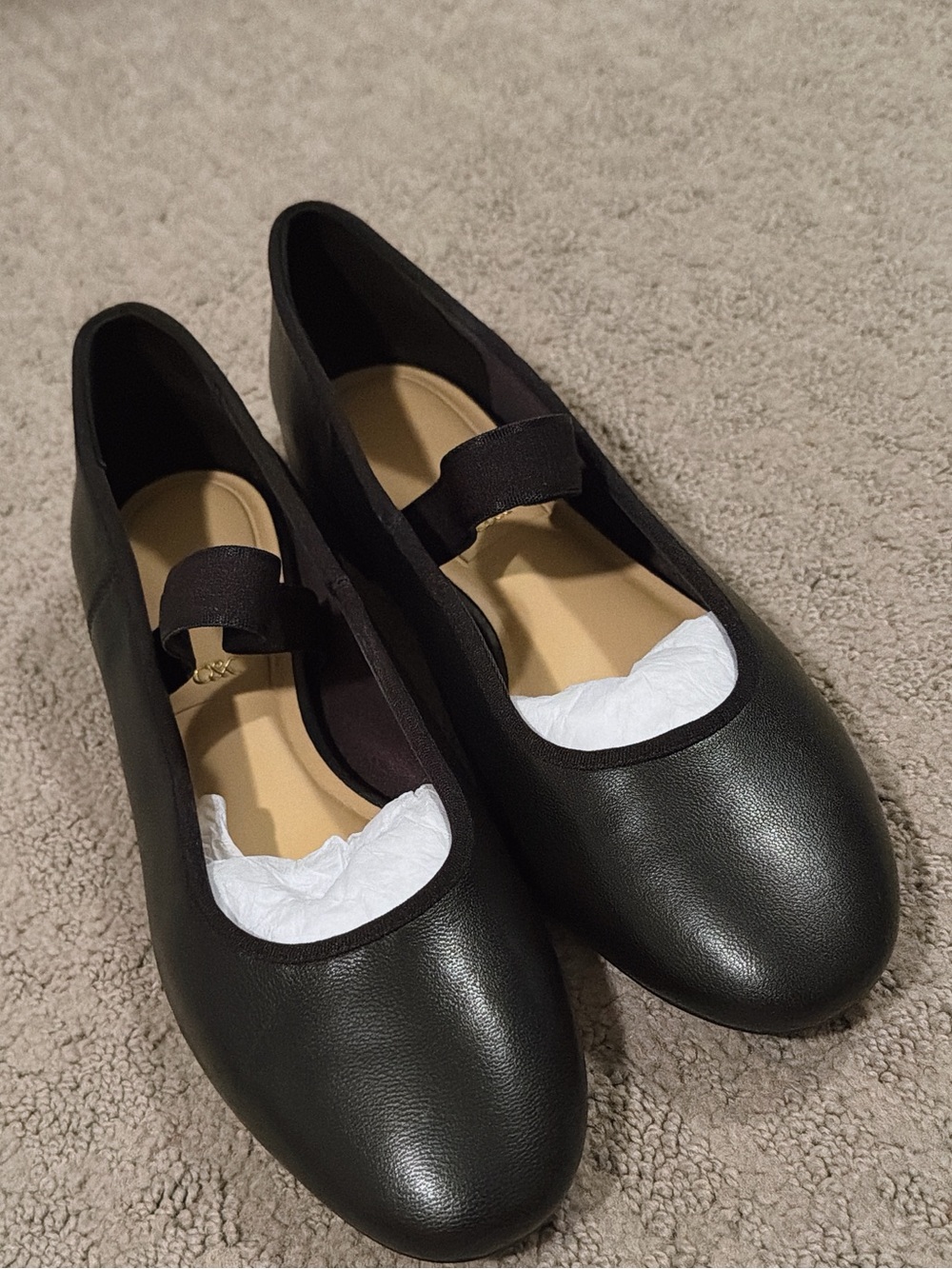 Charles and Keith ballerina flat black leather size 7 NEW